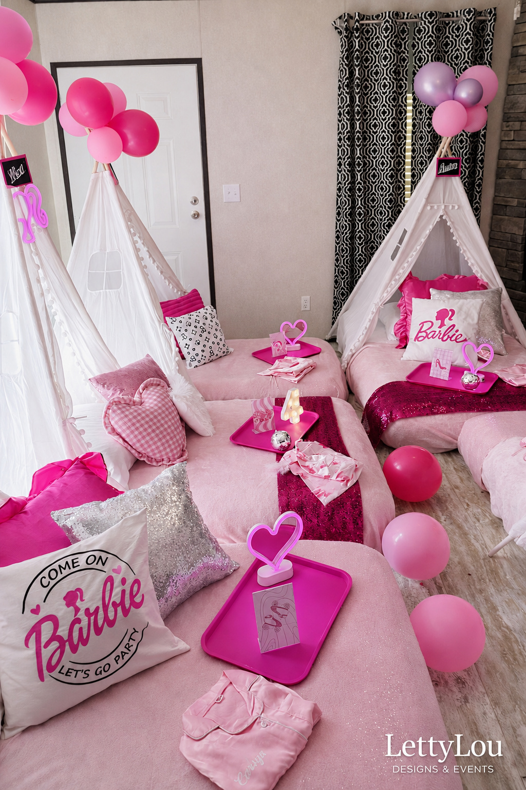 Pink Barbie themed teepee party